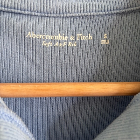 New Abercrombie & Fitch Womans Small Soft A&F Ribbed Polo Bodysuit Blue - Picture 3 of 5